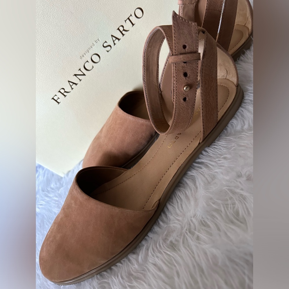 Franco Starto Suede Flat Ankle Strap Sandals